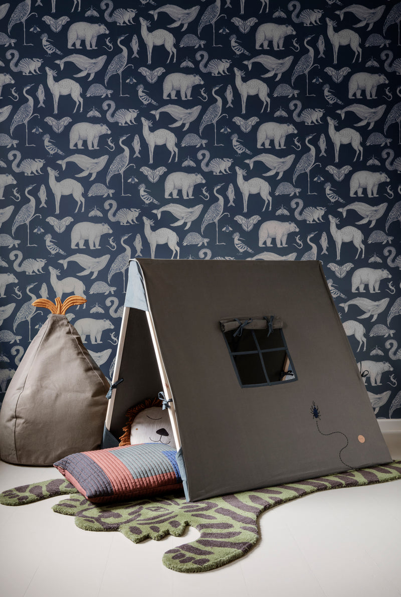 Behang Ferm Living - Katie Scott Animals - Dark blue