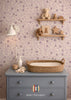 Atelier Florentine Papel pintado Flowerpower lila – Papel pintado infantil de flores | Papel pintado lila para habitación infantil