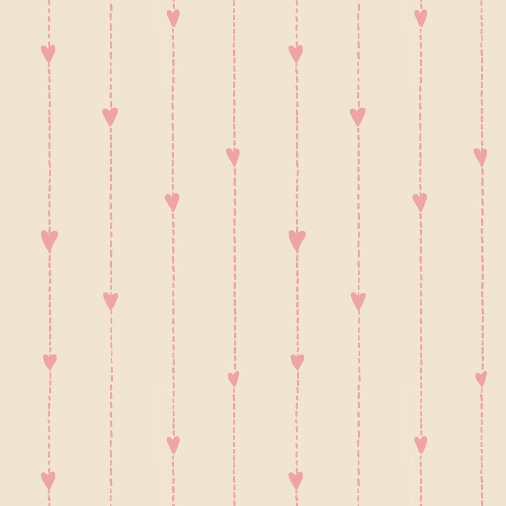 Original heart wallpaper in soft colors – cozy nursery wallpaper for girls.