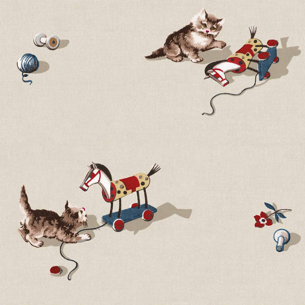 Linnen katten behang kinderkamer Kittens Natural Coordonné