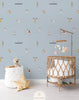 Sports bunnies blue wallpaper for children's rooms hand-painted design Amsterdam active theme