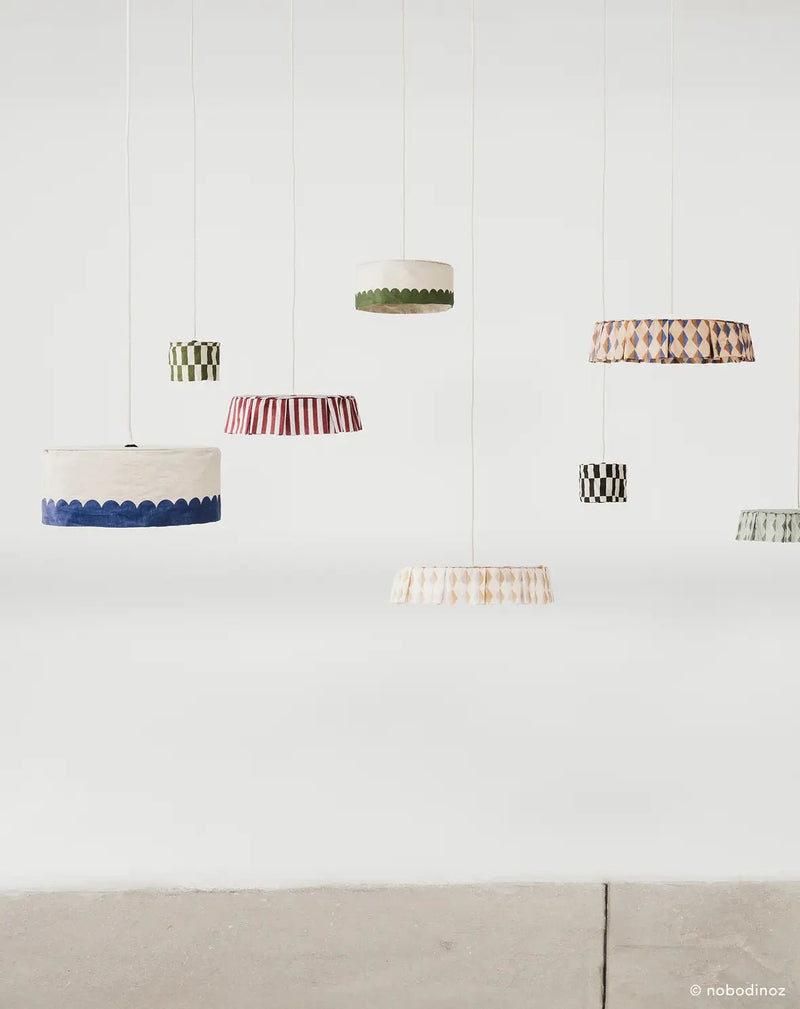 Nobodinoz Leinen-Lampenschirm Blau Ø40 – Leinen-Hängelampe für Kinderzimmer (Vibes-Kollektion)