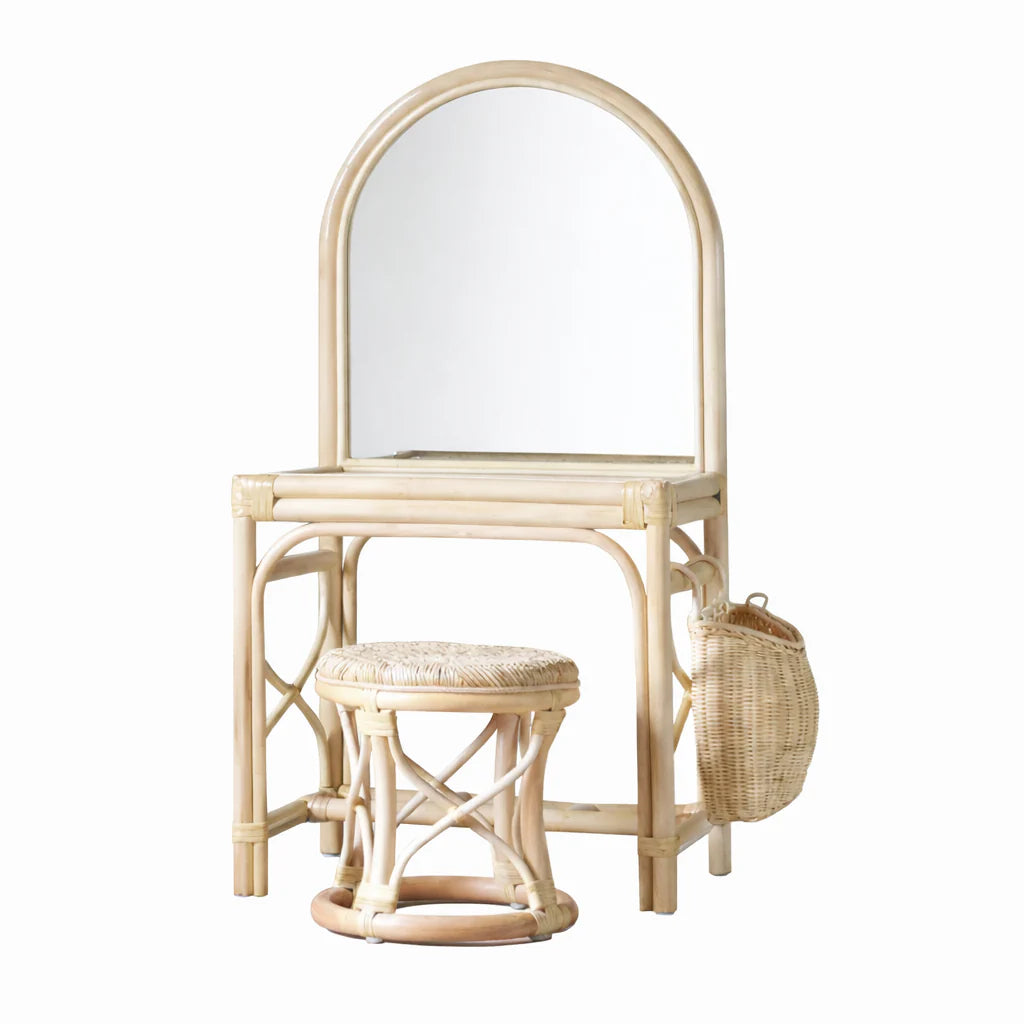 Leo & Moon rattan dressing table with stool