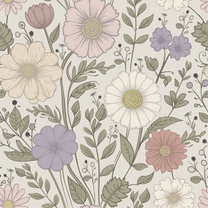 Wallpaper Little Amour Nova Flowers - Lilac