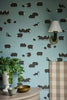 Little Greene Nip & Lassie Kids Wallpaper – Celestial Blue | Animal Wallpaper with Dogs & Sheep