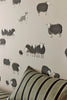 Little Greene Nip & Lassie Kids Wallpaper – Slaked Lime Dark | Animal Wallpaper with Dogs & Sheep