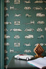 Little Greene – Road trip - Pleat - Kinderkamer Behang met Vintage Auto’s