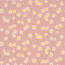 little greene bloemenbehang met magrietjes en een zacht roze achtergrond