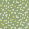 Little Greene bloemenbehang met margrieten op een licht groene achtergrond