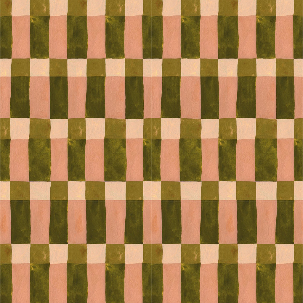 Wallpaper sample Meet me at the Wall - Playful blocks Moss - Aniek Bartels