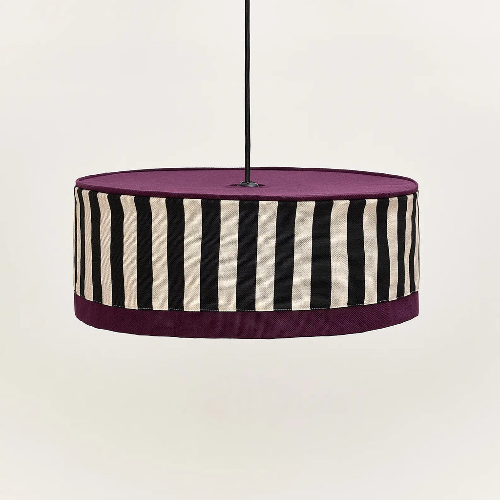 Nobodinoz Paul lampenkap bordeauxpaars met zwart-zand streep, Ø 50 cm