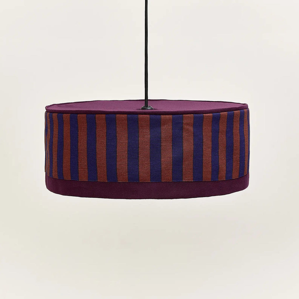 Nobodinoz Paul lampenkap aubergine met roestbruin en inktblauwe streep, Ø 50 cm