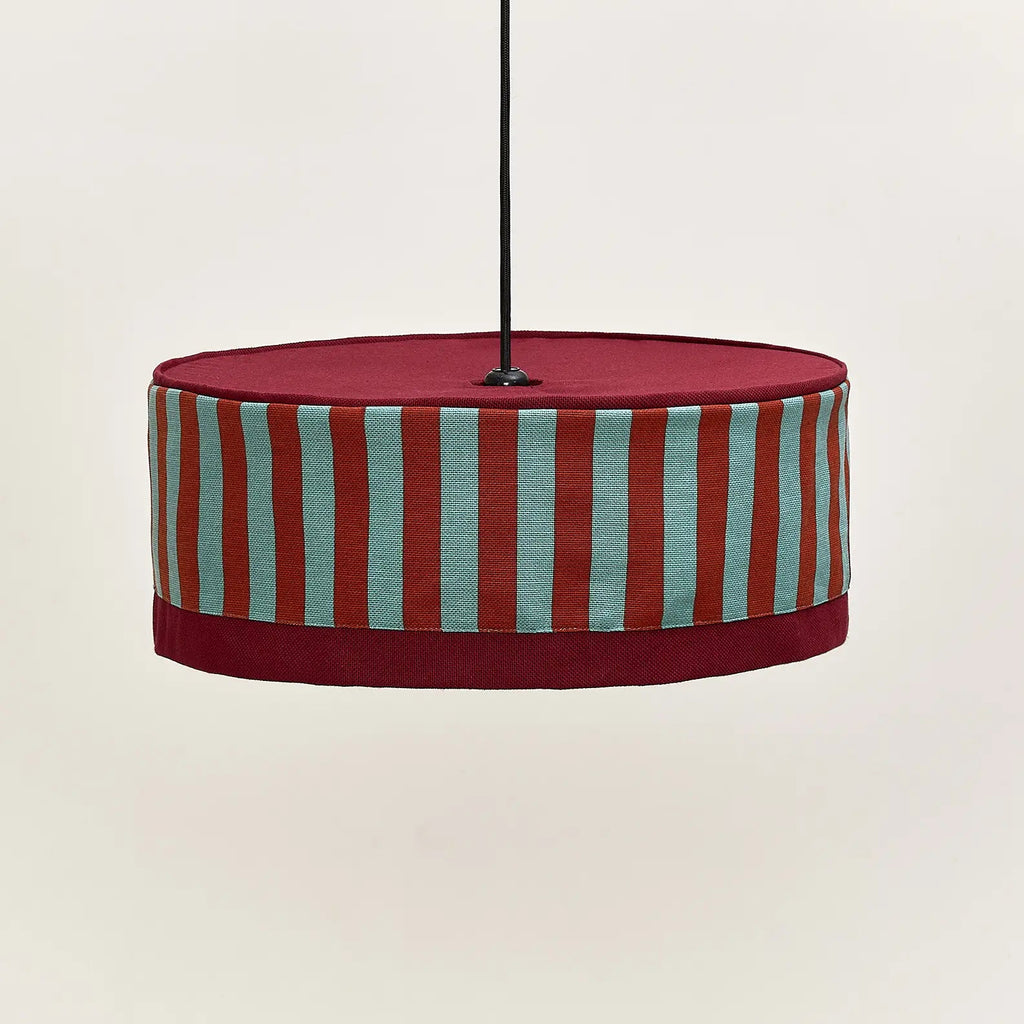 Nobodinoz Paul lampenkap bordeauxrood met roestoranje en teal streep, Ø 50 cm