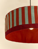 Nobodinoz Paul lampenkap bordeauxrood met roestoranje en teal streep, Ø 50 cm