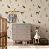 Children’s wallpaper featuring sweet cat pattern, perfect for nurseries and kids’ bedrooms.