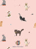 Children’s wallpaper featuring sweet cat pattern, perfect for nurseries and kids’ bedrooms.