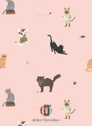 Children’s wallpaper featuring sweet cat pattern, perfect for nurseries and kids’ bedrooms.