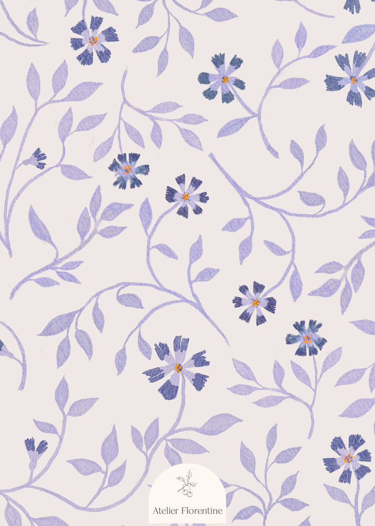 Wallpaper Sample Atelier Florentine - Flowerpower Blue