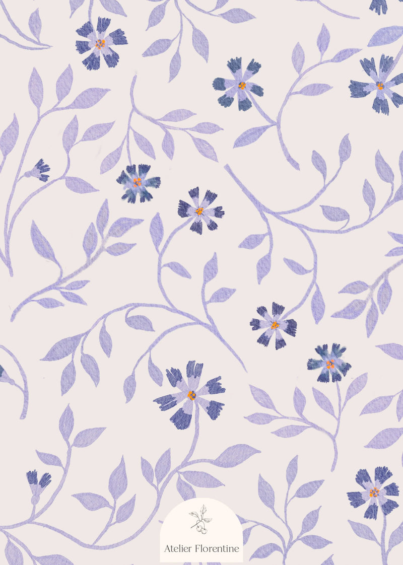 Behangstaal Atelier Florentine - Flowerpower Blauw