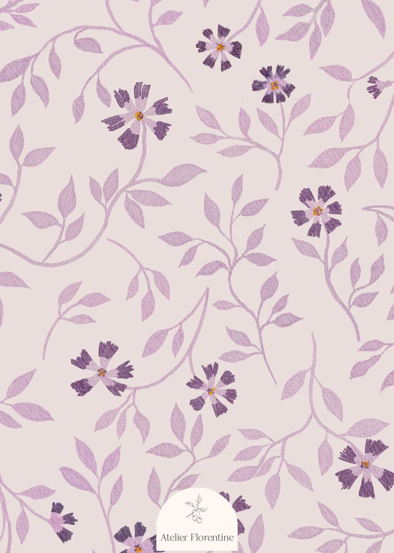  Wallpaper sample Atelier Florentine - Flowerpower Lilac