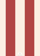 Nursery wallpaper, kids decor with red stripes, striped wallpaper for children