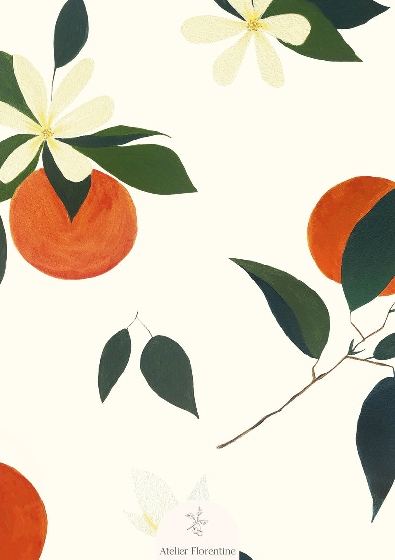 Wallpaper sample Atelier Florentine - Oranges White