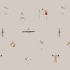 Sports bunnies beige wallpaper for children's rooms hand-painted design Amsterdam active theme