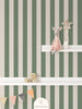 Children's wallpaper striped green, removable wallpaper stripes kids