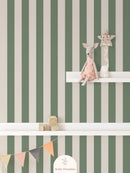 Children's wallpaper striped green, removable wallpaper stripes kids