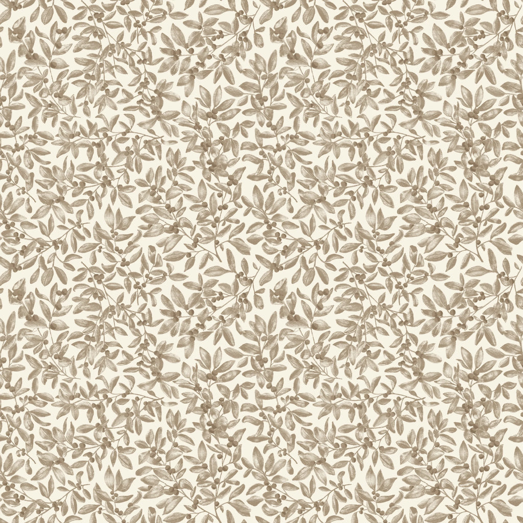 Junia Warm Linen – behang met bladeren van Summer Gray