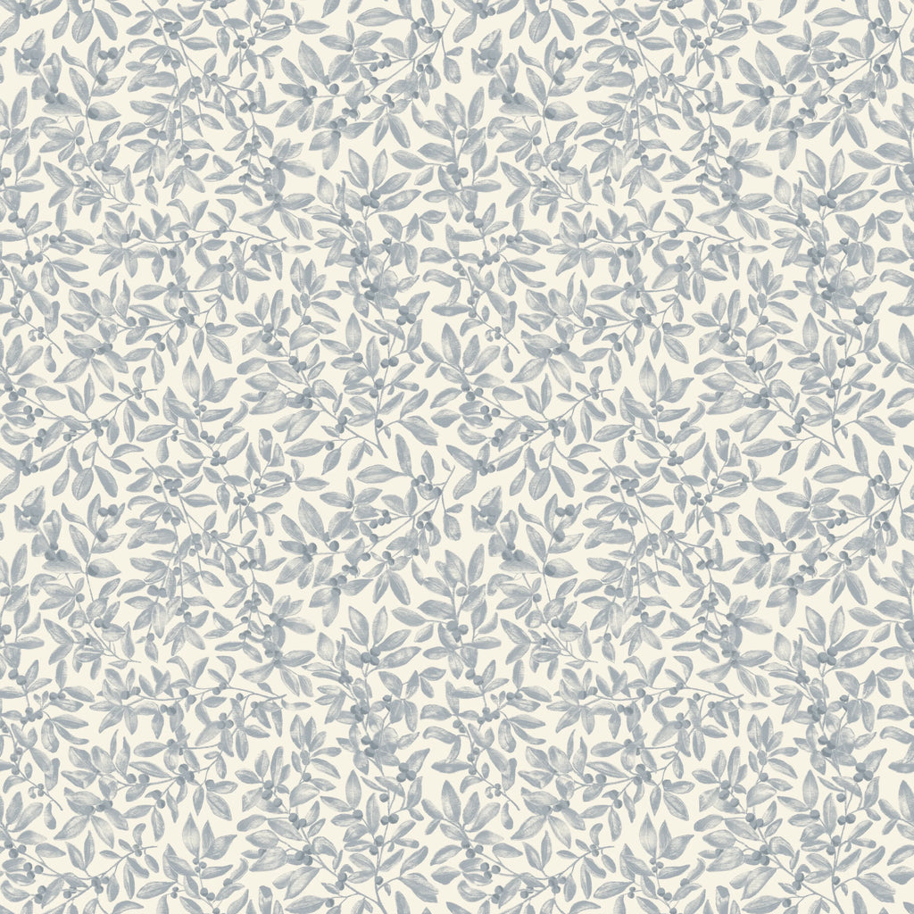 Junia Winter Blue – behang met bladeren van Summer Gray