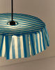  Blauwe gestreepte stoffen lampenkap die zacht oplicht als de lamp aan is