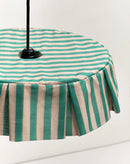 Groen-zand gestreepte lampenkap met plooirand van Nobodinoz Vibes, hanglamp kinderkamer
