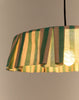Groen-zand gestreepte lampenkap met plooirand van Nobodinoz Vibes, hanglamp kinderkamer