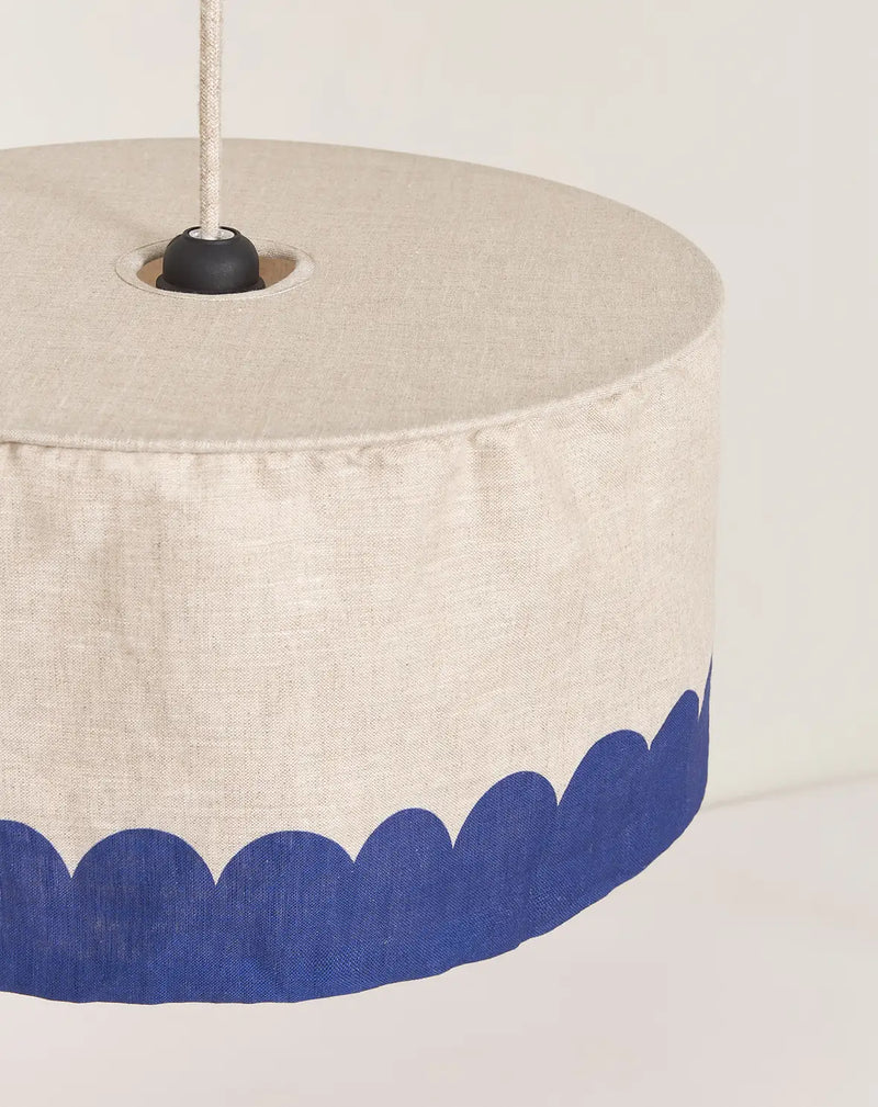 Nobodinoz Leinen-Lampenschirm Blau Ø40 – Leinen-Hängelampe für Kinderzimmer (Vibes-Kollektion)