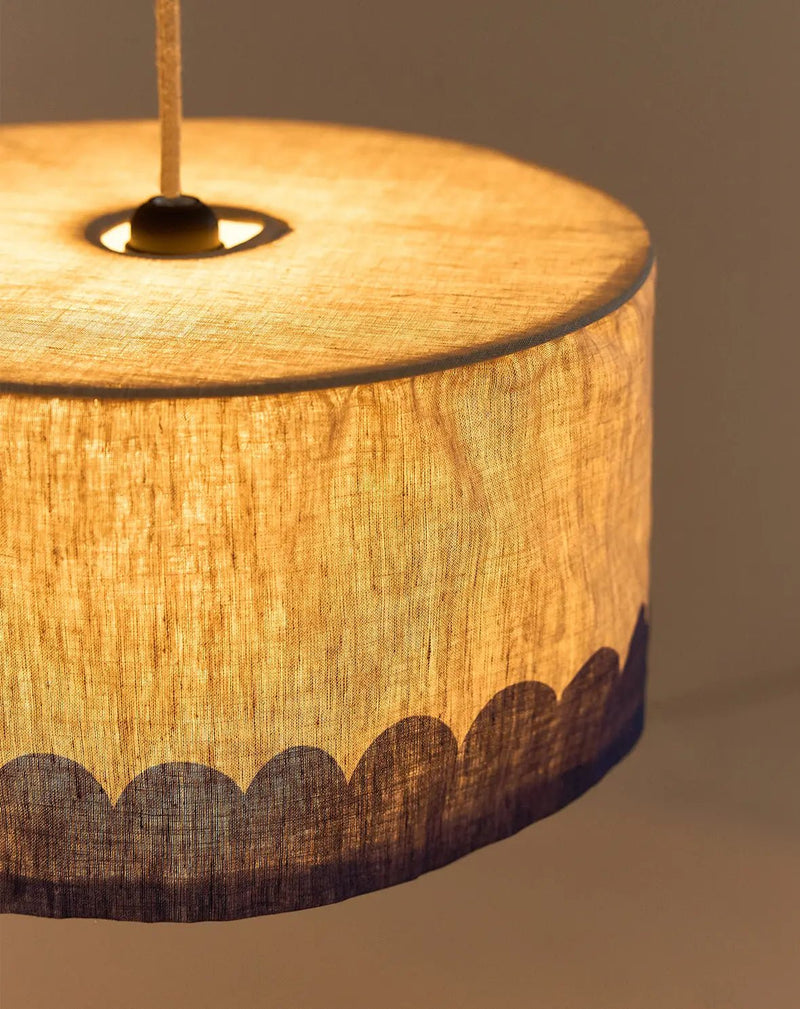 Nobodinoz Leinen-Lampenschirm Blau Ø40 – Leinen-Hängelampe für Kinderzimmer (Vibes-Kollektion)