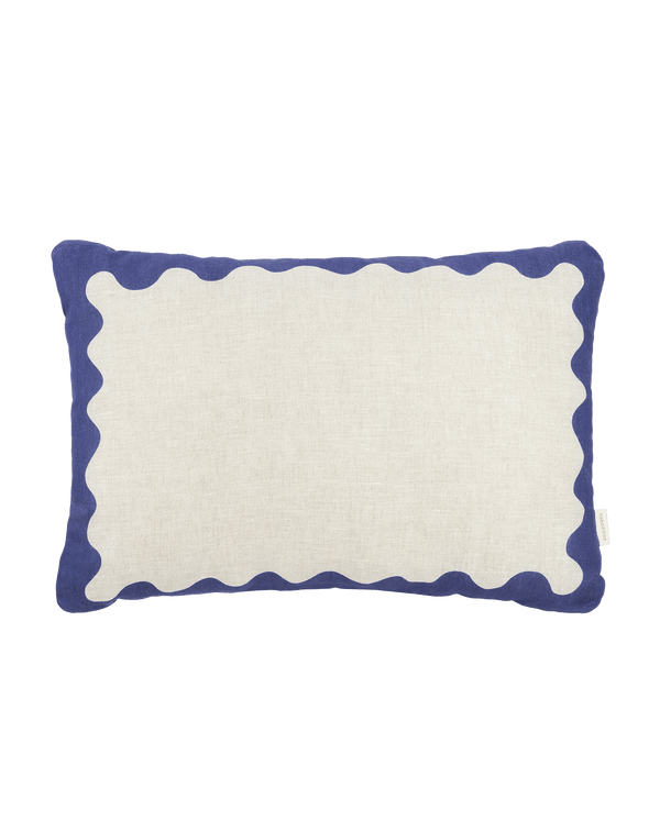 Nobodinoz - Vibes collection - Linen Rectangular cushion with Blue - 45 x 30 cm L