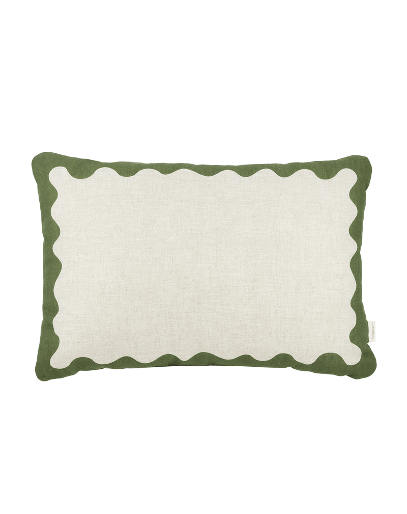 Nobodinoz - Vibes collection - Linen Rectangular cushion with green - 45 x 30 cm L