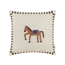 Nobodinoz - Vibes collection - Linen square Charcoal cushion with horse - 40 x 40 cm