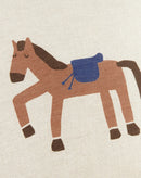 Nobodinoz - Vibes collection - Linen square Charcoal cushion with horse - 40 x 40 cm