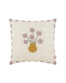 Nobodinoz - Vibes collection - Linen square lilac cushion with flowers - 40 x 40 cm