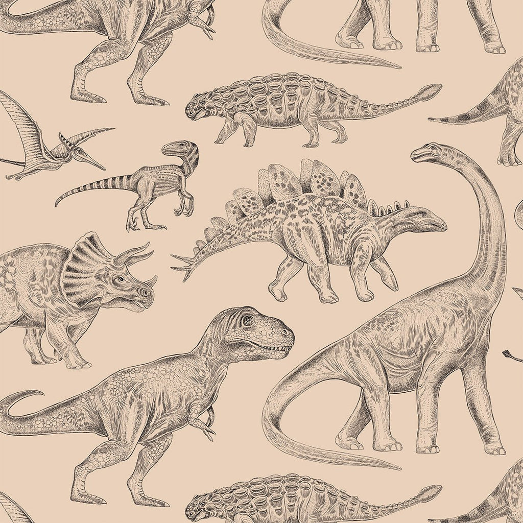 Wallpaper Pastelowe Love Dino's - Beige