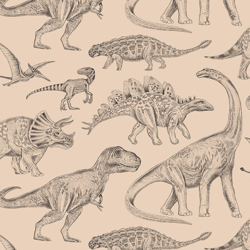 Wallpaper Pastelowe Love Dino's - Beige
