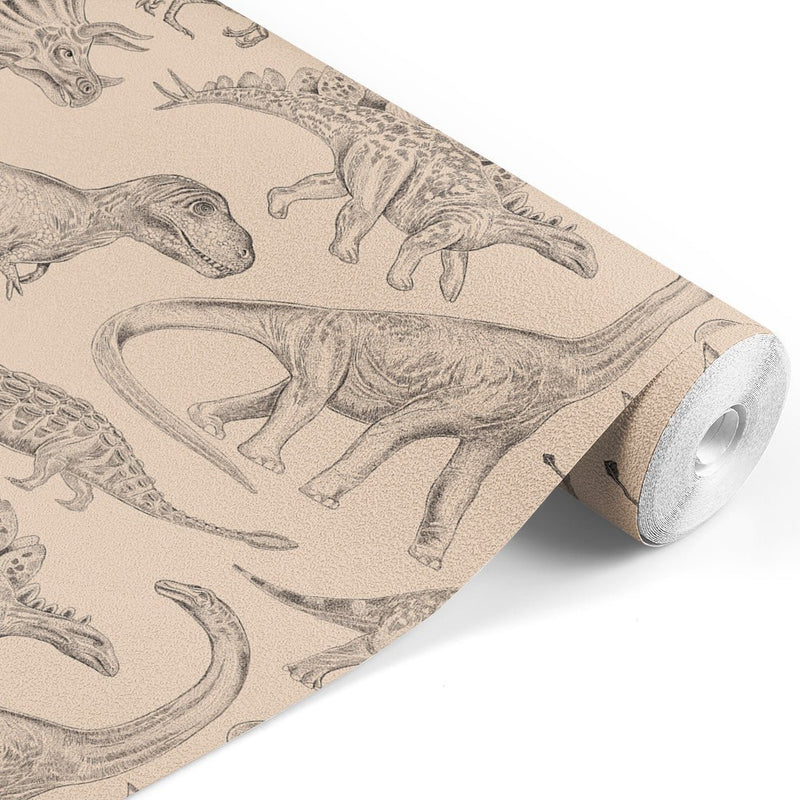 Pastelowe Love Behang Dino's - Beige