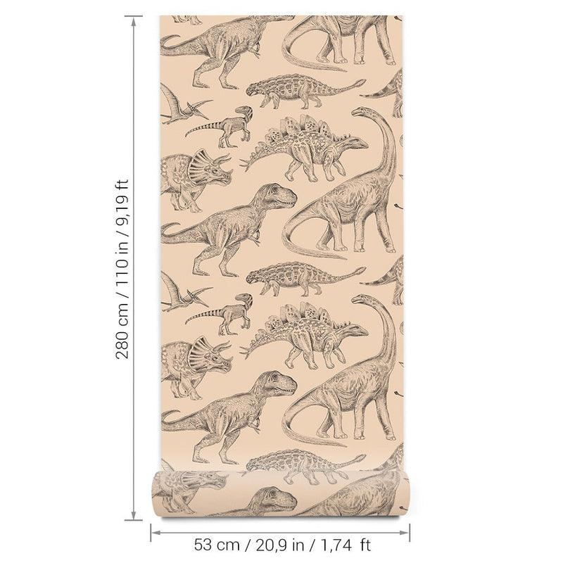 Pastelowe Love Behang Dino's - Beige