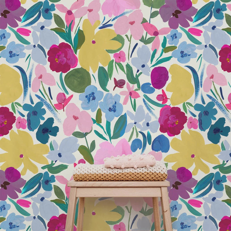 Wallpaper Minibeau - Painty Floral Bloom Bold