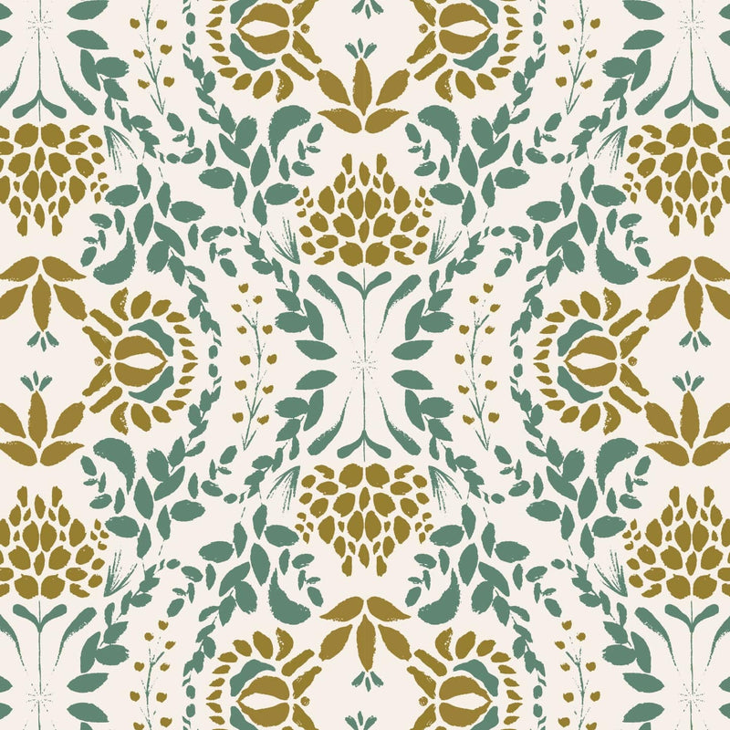 Wallpaper Minibeau - Woodland Leaves Green