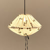 Brandende linnen lampion hanglamp met stippen en strikje, warm licht