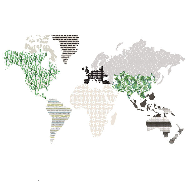 Dekornik Muursticker wereldkaart voor de kinderkamer bruin
