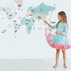 Dekornik Muursticker wereldkaart voor de kinderkamer pastel